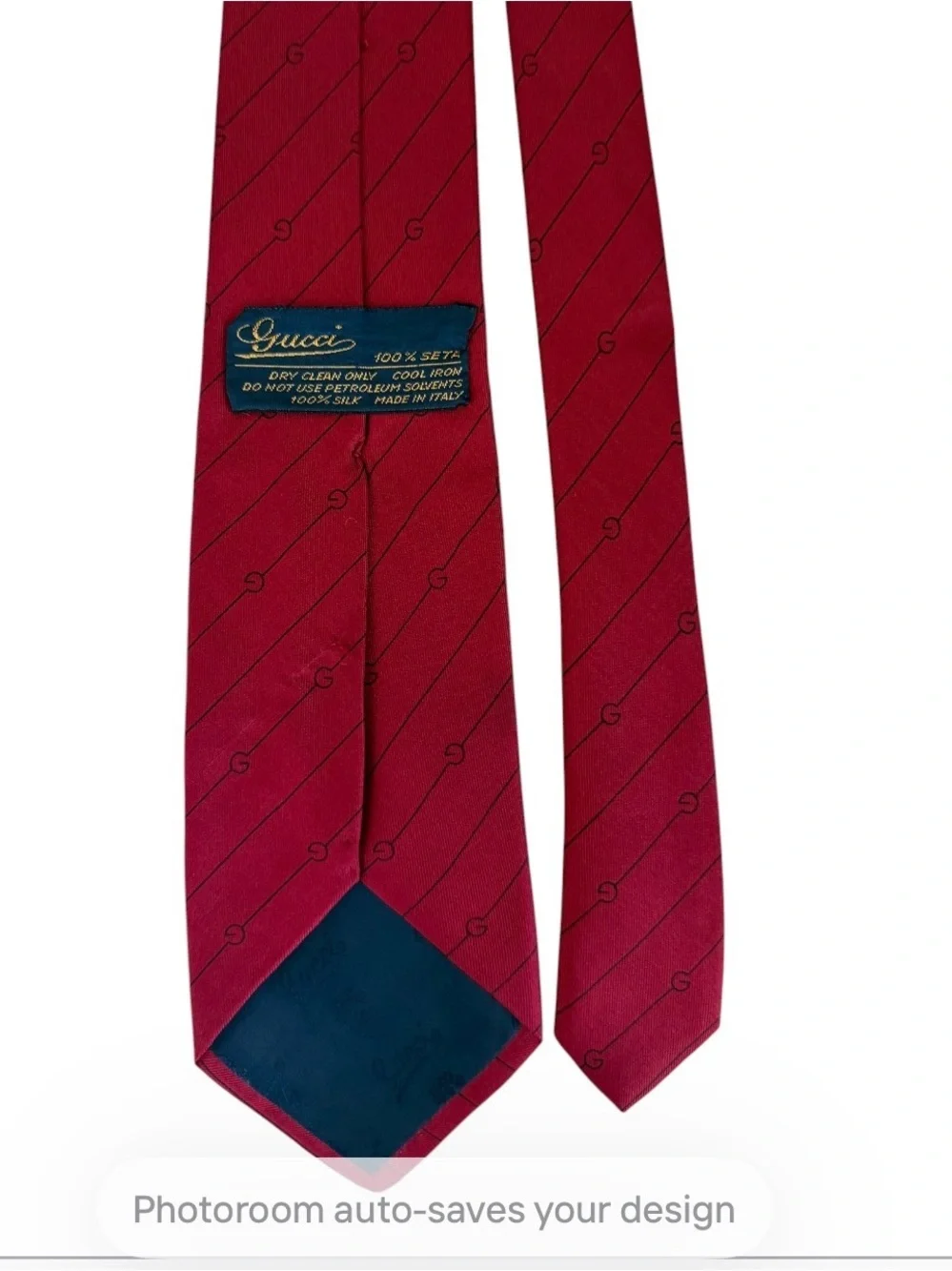 Gucci Red and Navy Silk Diagonal GG Pattern Tie - Vintage